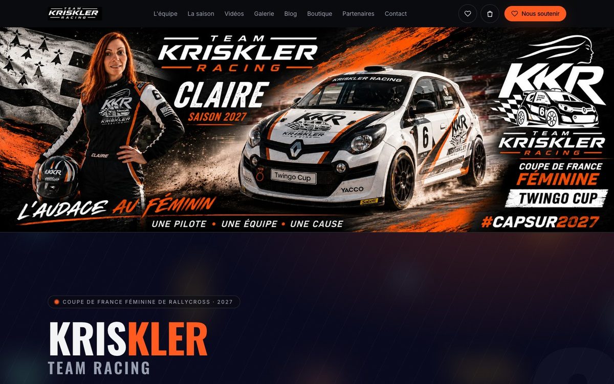 Capture d'écran du site KrisKler Team Racing — Rallycross team website